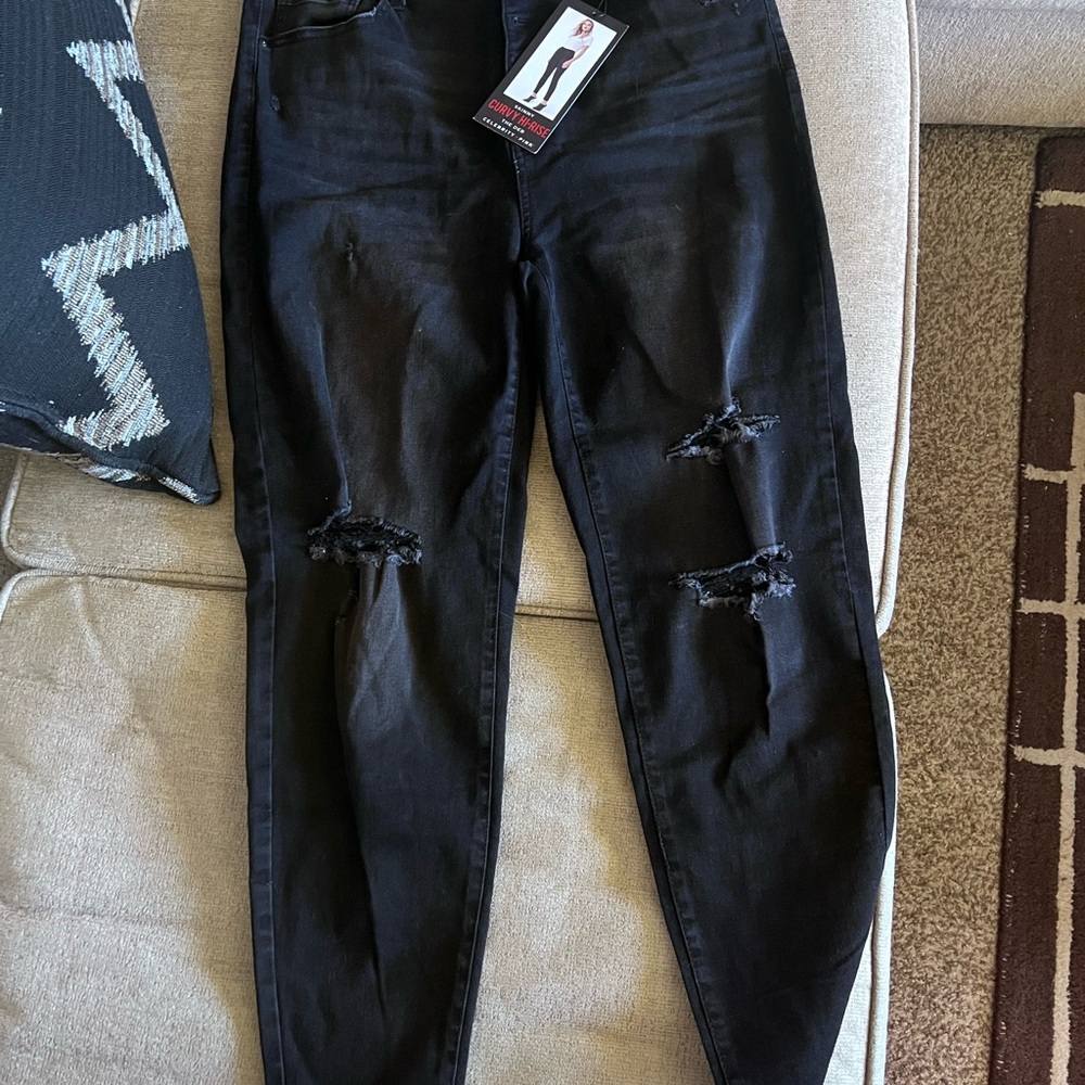 Celebrity Pink Black Distressed Skinny Jeans